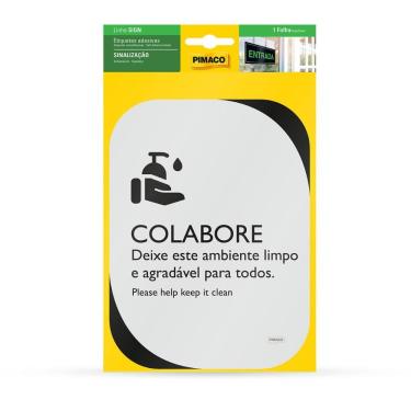 Imagem de Etiqueta sinalização clean Colabore 13,8x18,5cm - Pimaco