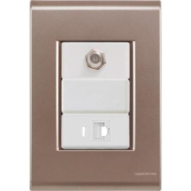 Imagem de Cj Tomadas RJ45 Ethernet + TV Coaxial Liz Ouro Velho Tramontina comple