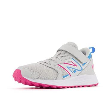 Imagem de New Balance Tênis de corrida infantil Fresh Foam 650 V1 Hook and Loop, Verão nevoeiro/rosa-alto/céu vibrante, 2 Infant
