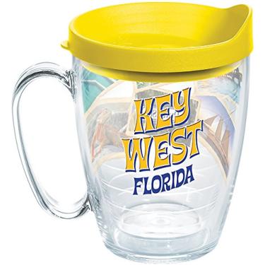 Imagem de Tervis Caneca Florida - Key West Colagem com envoltório e tampa amarela 473 ml, transparente