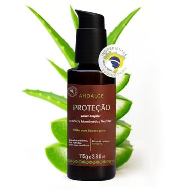 Imagem de AHOALOE Sérum Capilar Proteção com Aloe Vera - Babosa e Ingredientes Naturais - Ação 3 em 1 - Anti Frizz + Protetor Térmico + Modelador de Cachos - Reconstrução Para Todos Os Tipos De Cabelo - 115ml