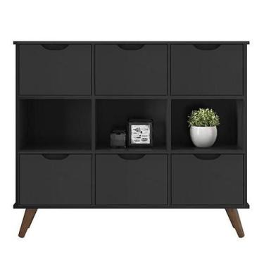 Imagem de Nicho Organizador Retro Preto com 6 Gavetas Pretas - Qmovi