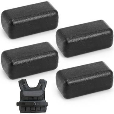 Imagem de LEIFIDE 4 peças de pesos de ferro para colete pesado lingotes de ferro fundido de 1,2 kg para colete de peso ajustável da série Elite, equipamento de cardio e treinamento de força