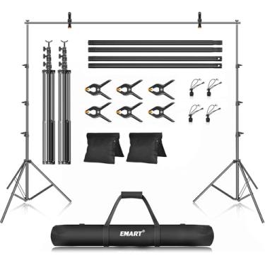 Imagem de EMART Kit de suporte de fundo fotográfico de 3 x 3,6 m (A x L), sistema de suporte de fundo de estúdio de fotografia ajustável para cabine de fotos de musselina