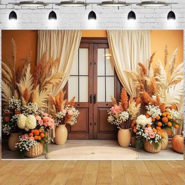 Imagem de Fundo para fotografia de quarto boêmio interior boho floral pampas pano de fundo para porta de madeira decoração de casamento boho floral casamento família chá de bebê faixa de festa de aniversário