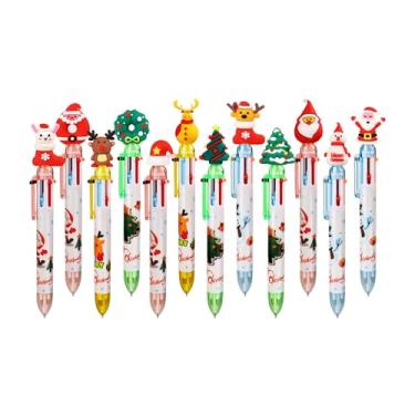 Imagem de Enyeopd 12 canetas de Natal, multicoloridas, retráteis, esferográficas, 6 em 1, estilo 12, para meias e chapéus de Natal, boneco de neve, rena, inverno, floco de neve, presente para família, amigo
