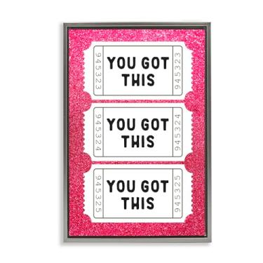 Imagem de Stupell Industries You Got This Pink Ticket Stubs Gray Framed Floater Canvas Wall Art, design by Lettered and Lined, 78 x 53 cm