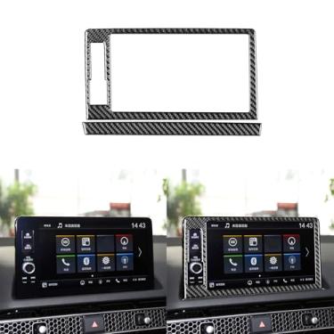 Imagem de GDFJGD Adesivo de acessórios interiores de fibra de carbono real compatível com Honda 11ª geração Civic 2022 2023 2024 2025 Sport Touring/Si/Type R Sedan carro multimídia navegação moldura decalque