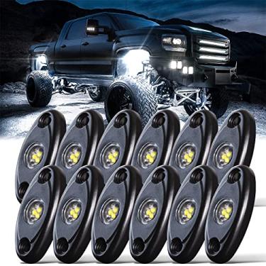 Imagem de LEDMIRCY Luzes de rocha brancas, 12 peças de alta potência na parte inferior da carroceria, luzes de LED brancas puras, para caminhões off-road, RZR, automóvel, quadriciclo, UTV, SUV, luzes de trilha