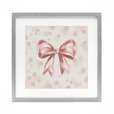 Imagem de Stupell Industries Sweetest Bow on Dots Impressão emoldurada cinza sob vidro, design por Kristen Dalpiaz, 33 x 33