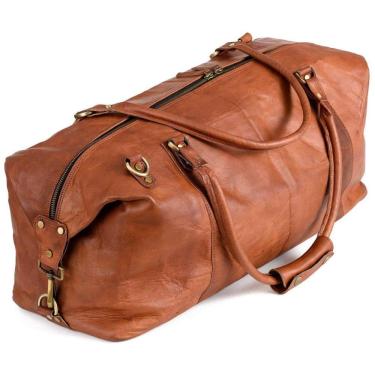 Imagem de Bolsa de Viagem Masculina Vintage Clássica de Couro 45L, Conhaque, BERLINER BAGS, Marrom