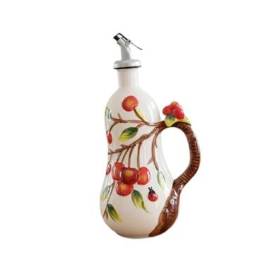 Imagem de Generic Dispensador de óleo de cerâmica, garrafa dispensadora de vinagre, fácil de recarregar, 600ml/20oz, para casa, cozinha, restaurante, Maçã