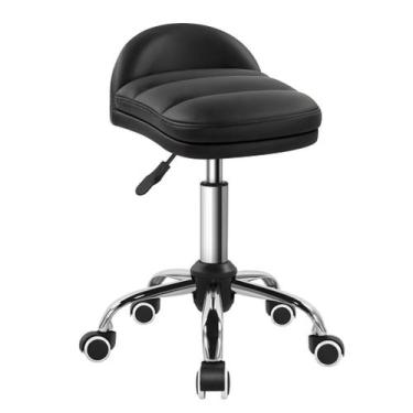 Imagem de Cadeira Rolling Stool BFTOU preta com altura ajustável com roda