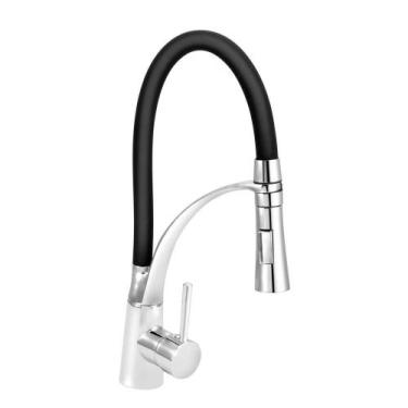 Imagem de Torneira Cozinha Gourmet Monocomando Mangueira Preta Flex. - Modelar