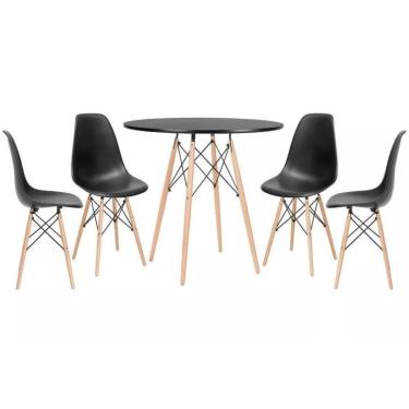 Imagem de Conjunto de Jantar Mesa Eiffel 110cm Preta + 4 Cadeiras Eiffel DKR Preta