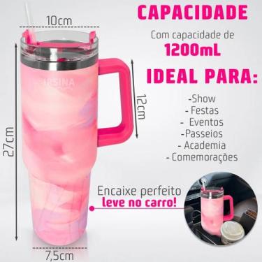 Imagem de Garrafa Térmica 1200ml Inox Estilo Aquarela Degradê Tampa Transparente