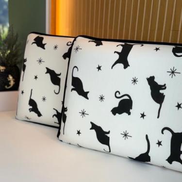 Imagem de Jogo de Lençol Cama 3 e 2 Peças Estamapados 100% Algodão com Elástico e Toque Macio (Solteiro, Black Cat)