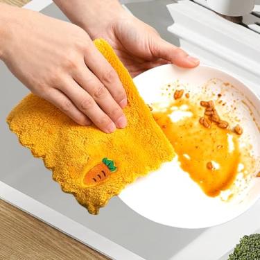 Imagem de Pano de limpeza de cozinha pano macio reutilizável toalha multiuso anti-arranhões para utensílios de pia de bancada (amarelo)