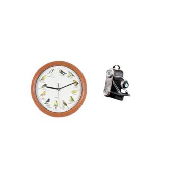 Imagem de Fenteer Relógio de Parede com Pássaro Cantando, Modelo de Estátua de Câmera, Ornamento de Resina, Relógios de Parede Decorativos, Relógios Pendurados, Decoraç