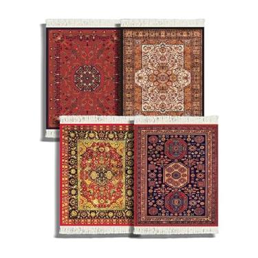 Imagem de Conjunto de 4 bases de copos estilo tapete persa com 4 mesas de estilo turco para copos de escritório (WQ-XHY-CR7-73747528)