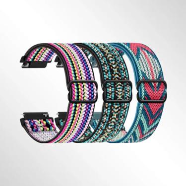 Imagem de Pacote com 3 pulseiras de relógio de 20 mm e 22 mm, de liberação rápida, pulseira de substituição de nylon elástico, pulseiras elásticas ajustáveis de tecido trançado esportivo para homens e mulheres