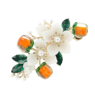 Imagem de Generic Presilha francesa de flor de caqui presilhas de cabelo laranja bege 1 peça