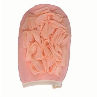 Imagem de Luva de banho dupla face – malha esfoliante e borbulhante para mulheres e homens, design suspenso, acessório de banho de limpeza de pele