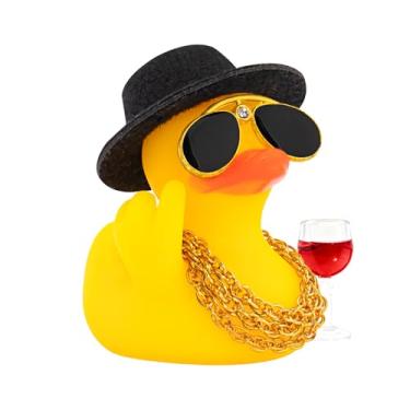 Imagem de wonuu Ornamento de carro de pato de borracha presentes de escritório engraçados acessórios de carro decorações peculiares taça de vinho, dedo pequeno