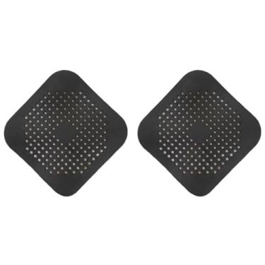 Imagem de Pacote com 2 coletores de cabelo de ralo de silicone - protetor de ralo de chuveiro e pia, rolha de cabelo de banheira para banheiro, cozinha - filtro reutilizável e flexível (preto)