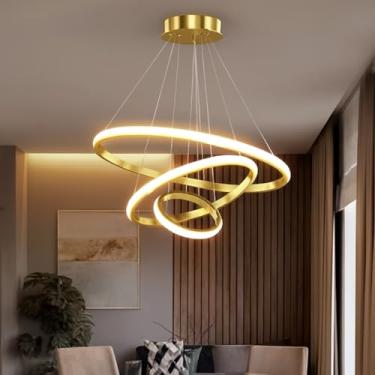 Imagem de Lustre Pendente LED Moderno, Alumínio Dourado, Design Minimalista em Espiral, 3 Cores em 1, Iluminação para Sala de Jantar e Quarto - KDEZ STORE