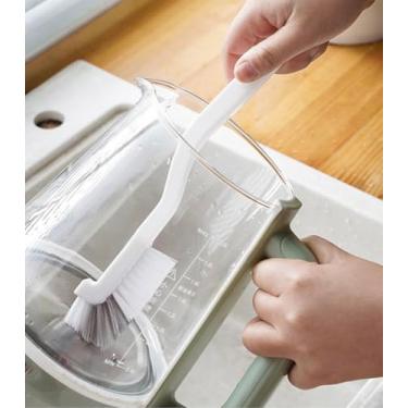 Imagem de Pacote com 2 escovas de limpeza de garrafas de cabo longo, esfregões de limpeza profunda para copos, liquidificadores, copos e recipientes estreitos