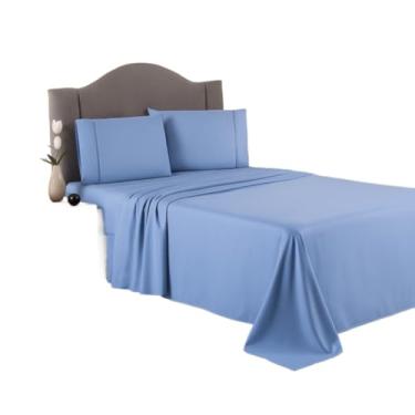 Imagem de Kit Lençol Cama Casal 400 Fios Percal(AZUL CLARO,QUEEN)