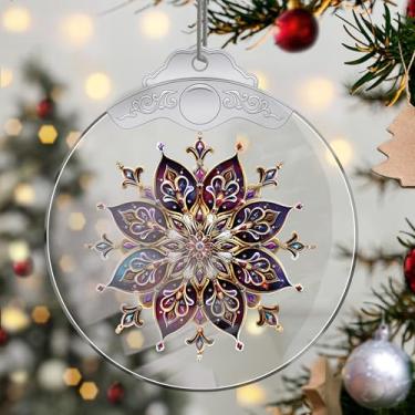 Imagem de Enfeites de Natal de cristal de floco de neve, enfeites de árvore de Natal feitos à mão, decoração de carro e casa - presentes de Natal, decoração de artesanato em acrílico, ideias de troca de