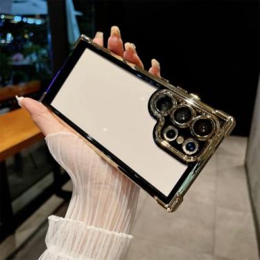 Imagem de Capa com suporte de anel brilhante para Samsung Galaxy S24 Ultra e S23 Plus, com suporte e contraste de cores em degradê (para Samsung S24Ultra/BlackDK)