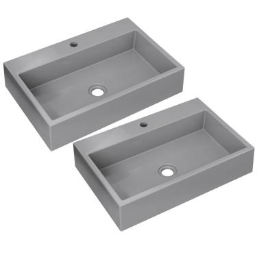 Imagem de Kit 02 Cubas de Apoio Retangular Para Banheiro Lavabo Florenza C01 RT55W Cinza - Lyam