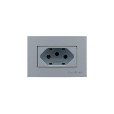 Imagem de Placa Para Móveis 65x45 Com Tomada Margirius Sleek Colors 2p+t 10a Cinza Cinza