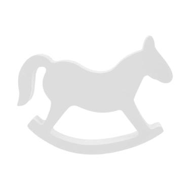Imagem de Kuntesetty Decoração de mesa de cavalo de balanço de madeira, ornamento de decoração, estatueta de cavalo de balanço para festas