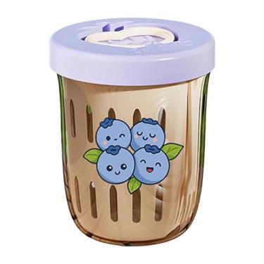 Imagem de MotiveTech Copo para salada de frutas com cesto escorredor, reutilizável, com alça, 600ml, portátil, para viagens, festas e escritório, Style D