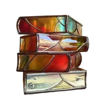Imagem de Ｂｅｓｇａ Vaso decorativo em formato de livro, para mesa, em resina, com um lindo desenho de livros empilhados, perfeito para leitores, 4 Camadas