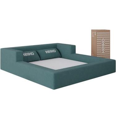 Imagem de Cama Montessoriana Casal Aconchego 100% Espuma Boucle Verde Água Keiko
