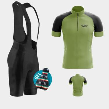 Imagem de Conjunto de Ciclismo Masculino- Camisa Way Fresh Verde Militar e Brete