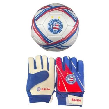 Imagem de Luva De Goleiro Bahia Infantil DRB + Bola Campo Branca Bahia - Dribbli