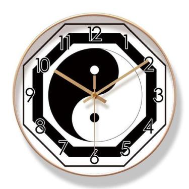 Imagem de Relógio de parede Yin Yang 30 cm de quartzo silencioso sem tique-taque