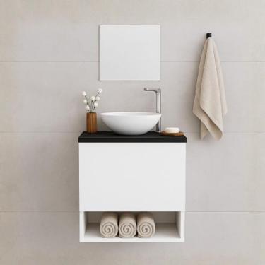 Imagem de Gabinete De Banheiro Completo Com Cuba E Espelho Armário Suspenso 40cm