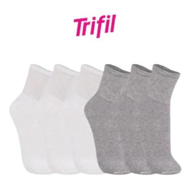Imagem de Kit Com 12 Pares Meia Unissex Trifil Algodão Cotton Cano Médio, Branco