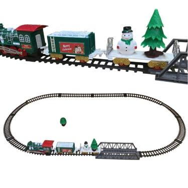 Imagem de Trenzinho Natal Girarotio Arvore Natalino Led Som Decoraçao Vitrine Loja Shopping Cenario Vila Estaçao Trem Enfeite