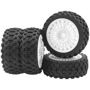 Imagem de ShareGoo OD 73mm RC 1/10 On Road Tires & Wheel Rims Plastics 12mm Hex Compatible with Tamiya TT01 Kyosho WR8 Traxxas 4Tec 2.0 WLtoys HPI 1/10 RC On Road Racing & Touring Car (White)