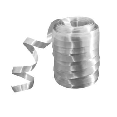 Imagem de Rolo Fitilho 5mm 50 Metros | Para Arranjos e Amarração de Balões | Cores Vibrantes | Presente e Decoração de Festas(Prata)