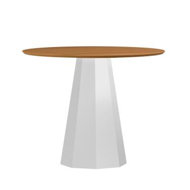 Imagem de Mesa De Jantar Redonda Para 4 Lugares Tampo Em Mdf 1,00m Isis Off White/ypê - New Ceval