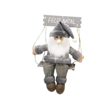 Imagem de Enfeite de Natal para Porta com Placa Feliz Natal Papai Noel ou Boneco de Neve Sentado no Balanço 43cm | Decoração Natalina para Arvore, Porta, Jardim ou Escritorio (Papai Noel)